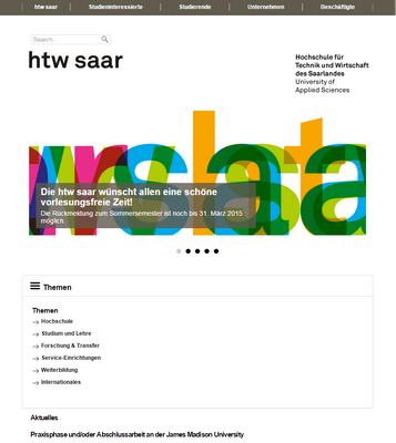 Screenshot Startseite HTW Saar